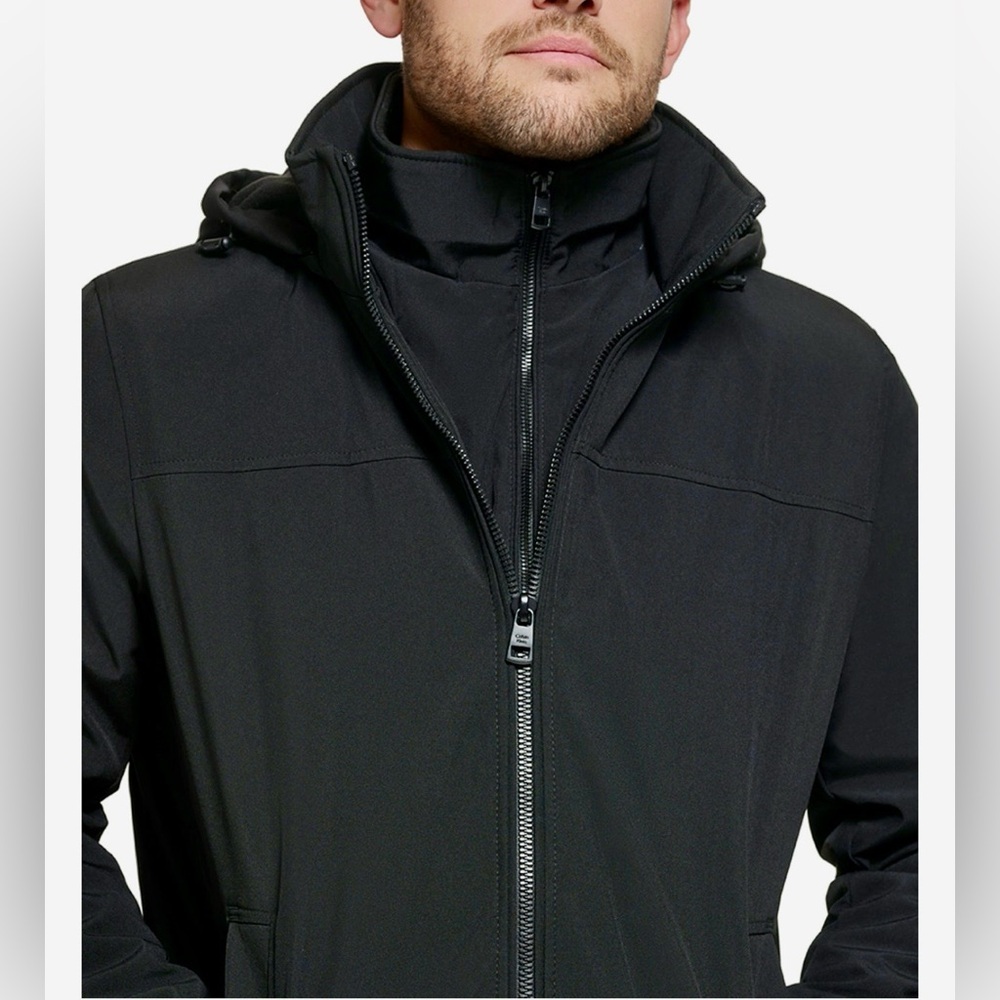 Calvin Klein Men’s Infinite Stretch Jacket with Polar Fleece Lined Bib-S Black - Picture 12 of 12